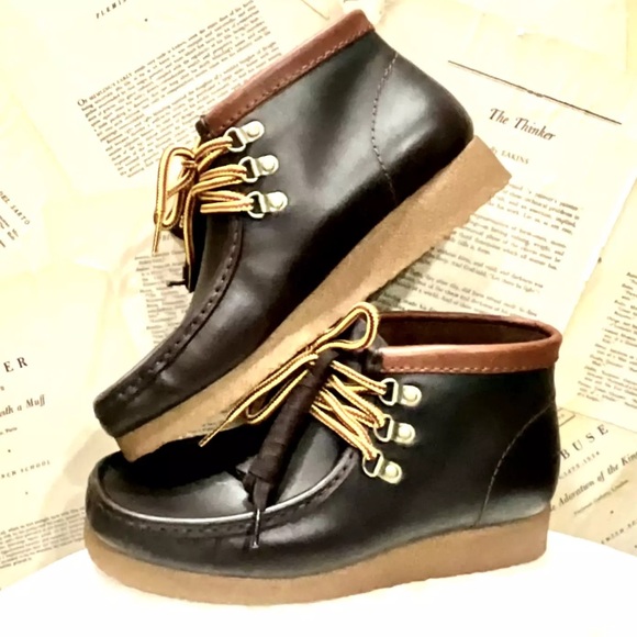 Clarks Shoes - Urban Outfitters Clarks Wallabee Hiker Boot Burgundy Leather Unisex
